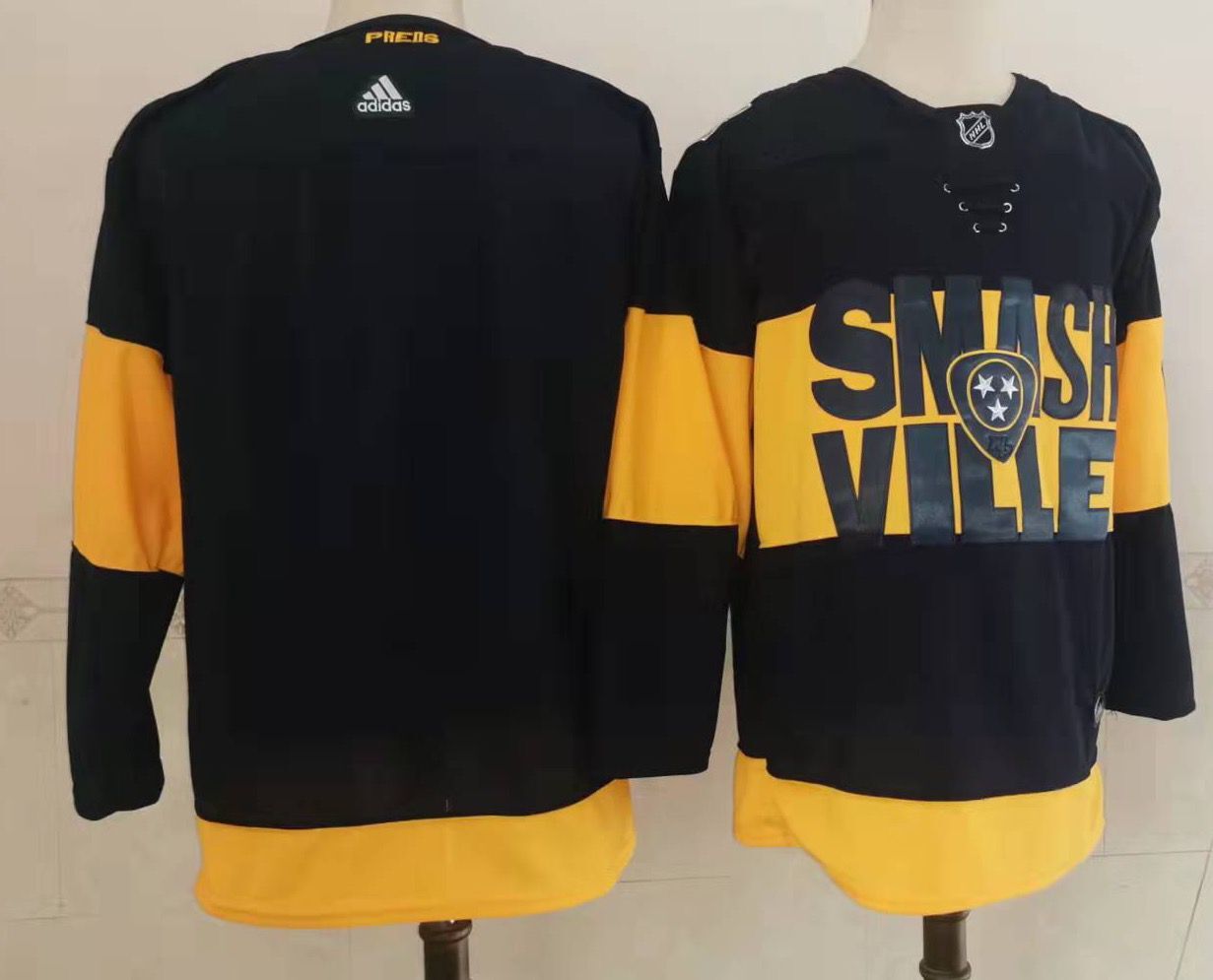 Men Nashville Predators Blank Black New 2022 Adidas NHL Jersey